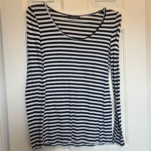 Cotton On Navy & White Striped Long Sleeve Scoop Tee